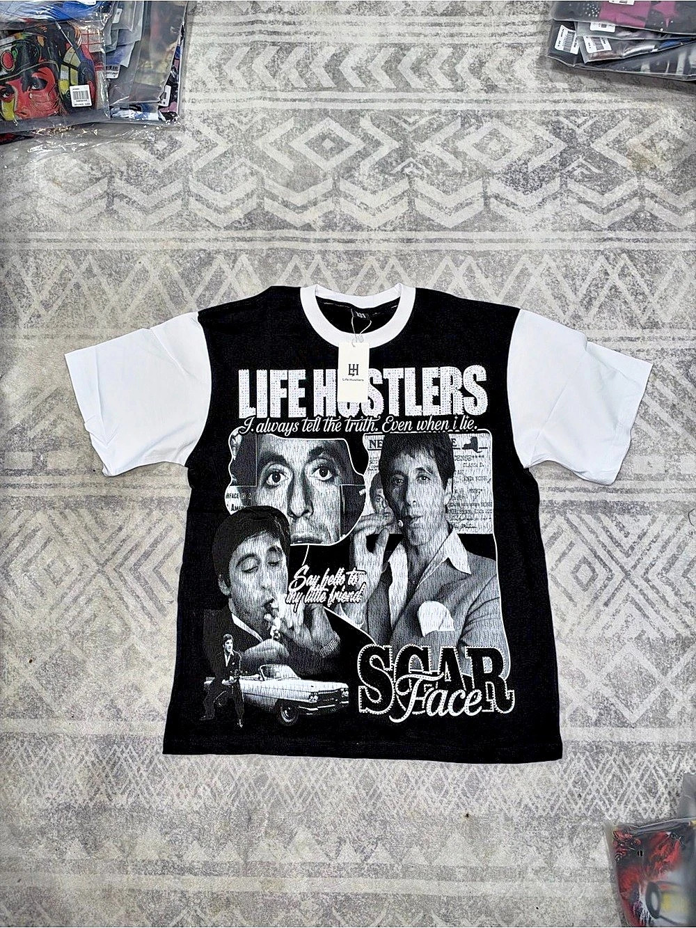 Life Hustlers Scarface T-Shirt Graphic Tee Black & White